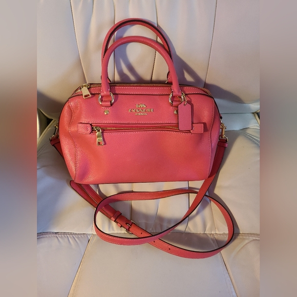 Coach ROWAN SATCHEL PINK LEATHER BAG - Picture 1 of 8